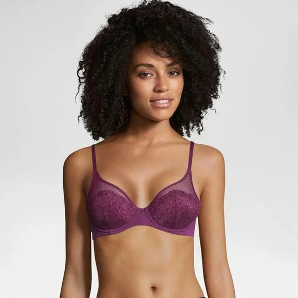 36B Maidenform SE9502 Self Expressions Lace Shaping Underwire Bra Galactic Red B - Picture 6 of 7